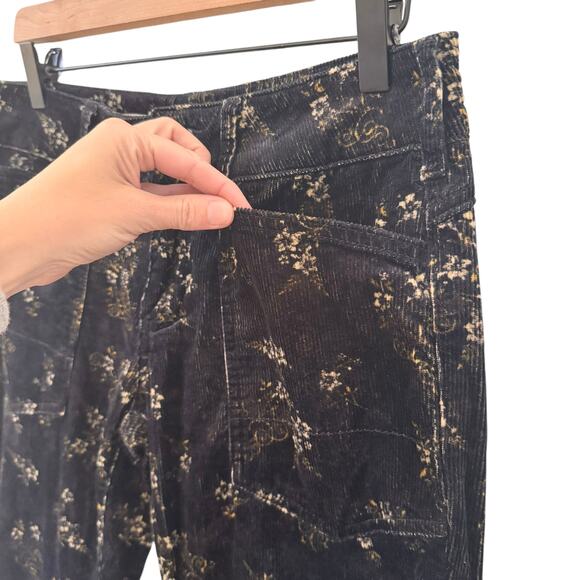 Anthropologie Pilcro The Wanderer Corduroy Pants Black Floral Size 26 - Picture 8 of 16